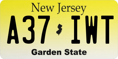 NJ license plate A37IWT