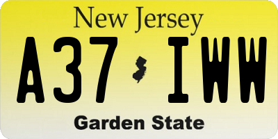 NJ license plate A37IWW