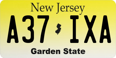 NJ license plate A37IXA