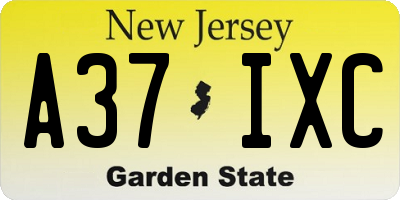 NJ license plate A37IXC