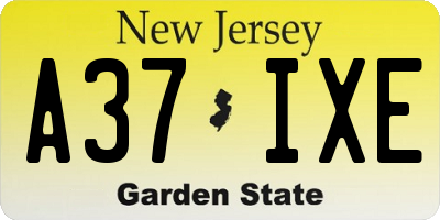 NJ license plate A37IXE