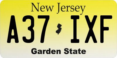 NJ license plate A37IXF