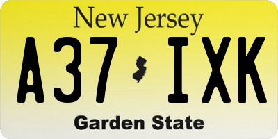 NJ license plate A37IXK