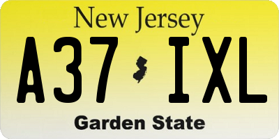 NJ license plate A37IXL