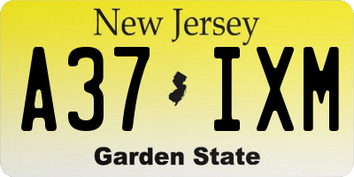 NJ license plate A37IXM