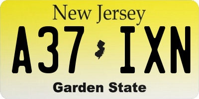 NJ license plate A37IXN