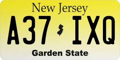 NJ license plate A37IXQ