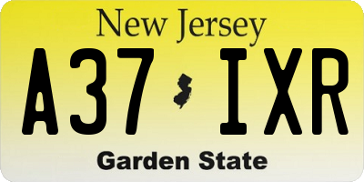 NJ license plate A37IXR