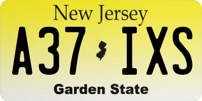NJ license plate A37IXS