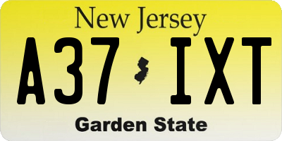NJ license plate A37IXT