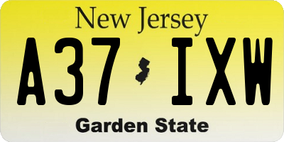 NJ license plate A37IXW