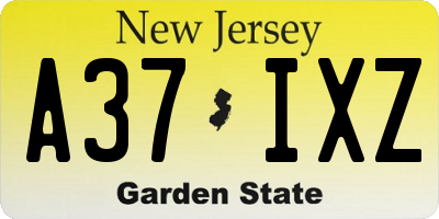 NJ license plate A37IXZ