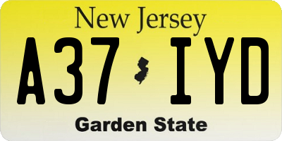 NJ license plate A37IYD