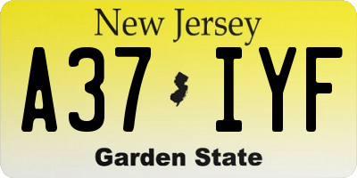 NJ license plate A37IYF