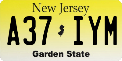 NJ license plate A37IYM