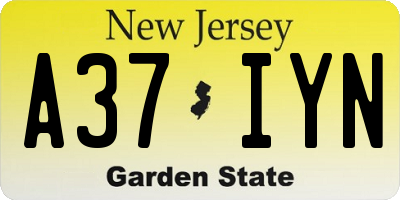 NJ license plate A37IYN