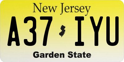 NJ license plate A37IYU