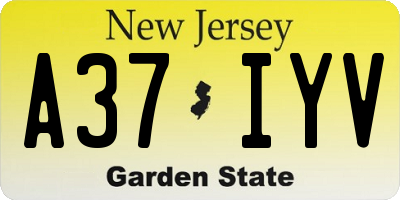 NJ license plate A37IYV