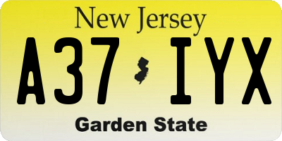 NJ license plate A37IYX