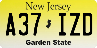 NJ license plate A37IZD