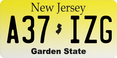 NJ license plate A37IZG