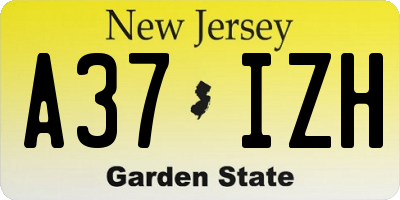 NJ license plate A37IZH