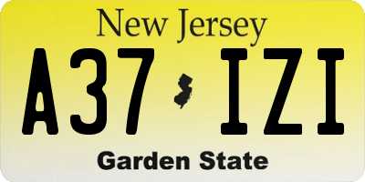 NJ license plate A37IZI