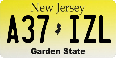 NJ license plate A37IZL
