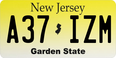 NJ license plate A37IZM