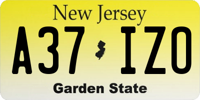 NJ license plate A37IZO