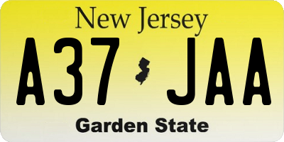 NJ license plate A37JAA
