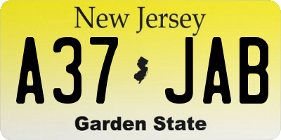 NJ license plate A37JAB
