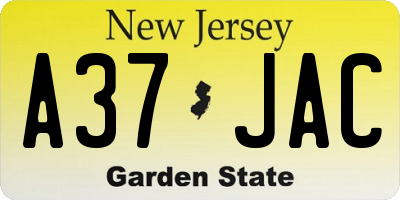 NJ license plate A37JAC