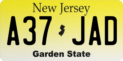 NJ license plate A37JAD