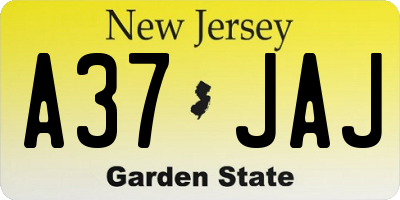 NJ license plate A37JAJ
