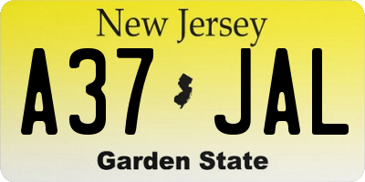 NJ license plate A37JAL
