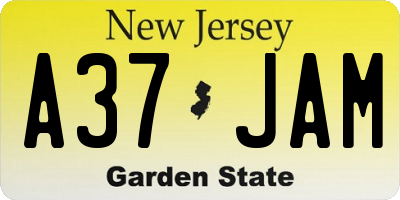 NJ license plate A37JAM