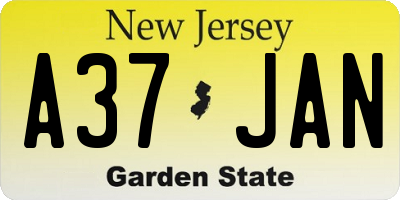 NJ license plate A37JAN