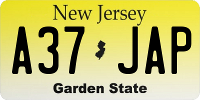 NJ license plate A37JAP