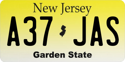 NJ license plate A37JAS