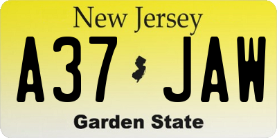 NJ license plate A37JAW