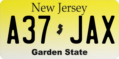 NJ license plate A37JAX