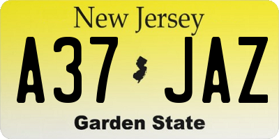 NJ license plate A37JAZ