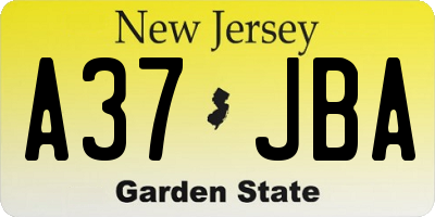 NJ license plate A37JBA