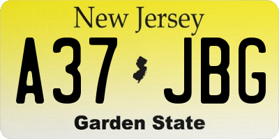 NJ license plate A37JBG