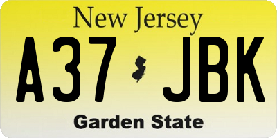 NJ license plate A37JBK