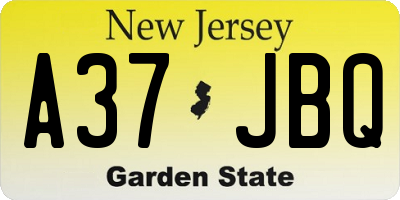 NJ license plate A37JBQ