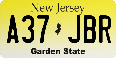 NJ license plate A37JBR