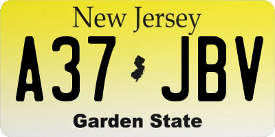 NJ license plate A37JBV