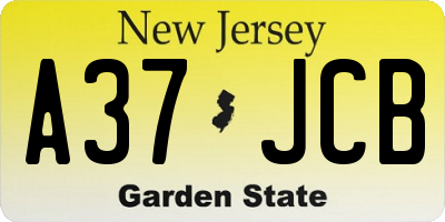 NJ license plate A37JCB
